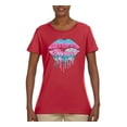 thumbnail image 2 of Wild Bobby, Dripping Lipstick Lips Cute Pink Blue Lips Gift Beauty Makeup Lover, Streetwear, Womens Graphic Tees, Red, Large, 2 of 3
