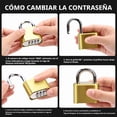 thumbnail image 4 of Golden combination lock, 4-digit padlock, used for storage of sports lockers, fences, toolboxes, boxes and buckle cabinets in school gymnasiums (1 pack)., 4 of 5