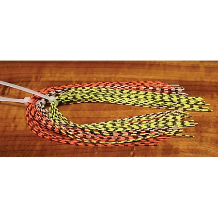 Grizzly Barred Rubber Legs - medium / neon orange, Legs of choice for all bass bugs By Hairline Ship from