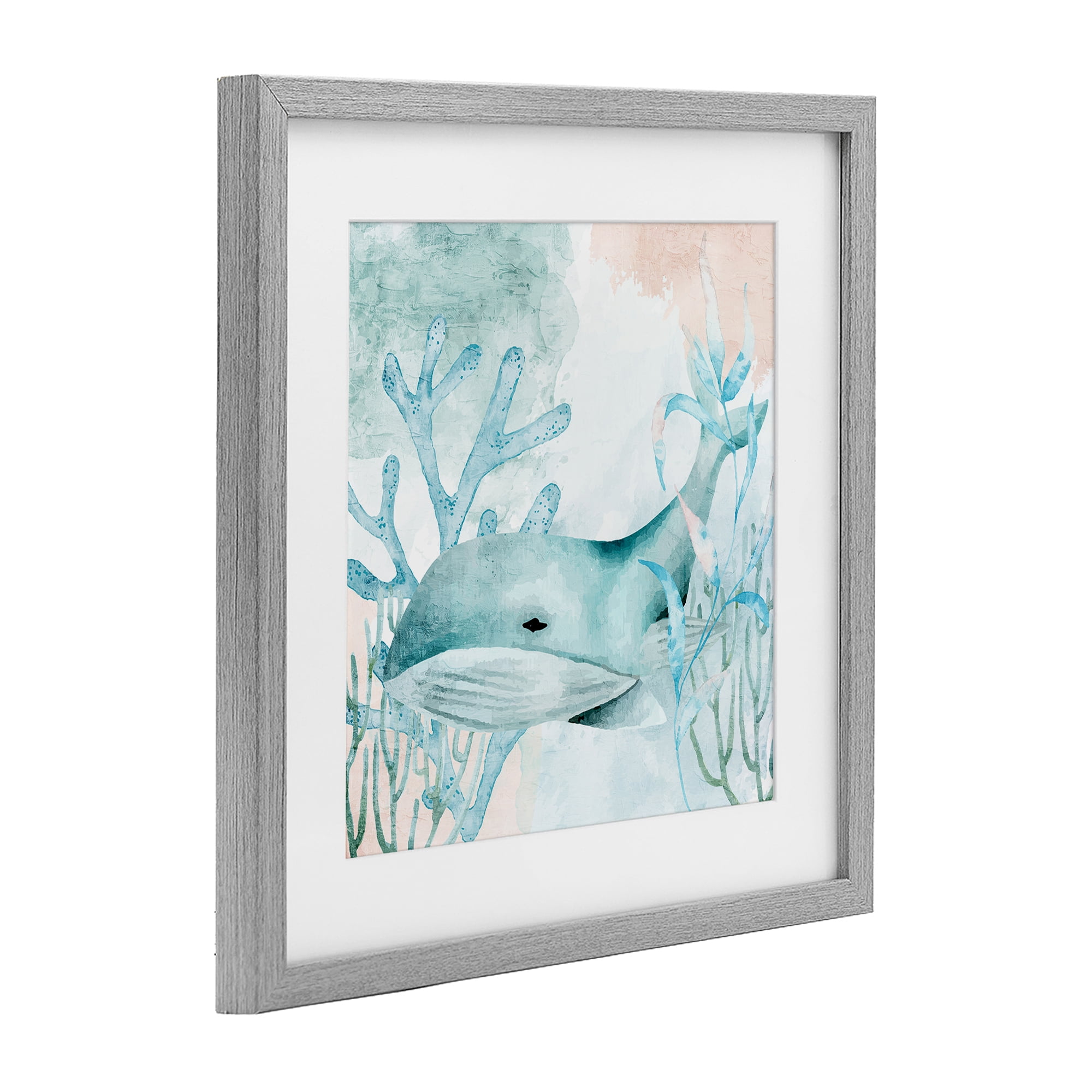 Stupell Industries Whale Sea Swim Gray Framed Print Under Glass, design by Kim Allen