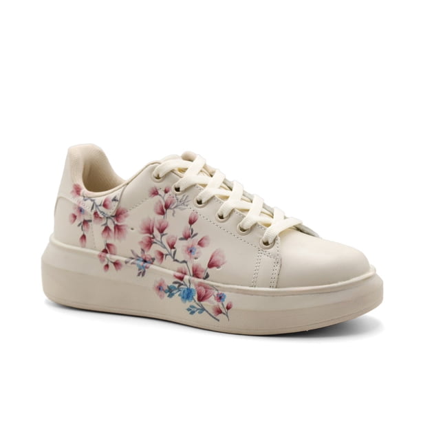 Tenis con cordones Exterior Sintético Color Blanco Para Mujer De RBCOLLECTION