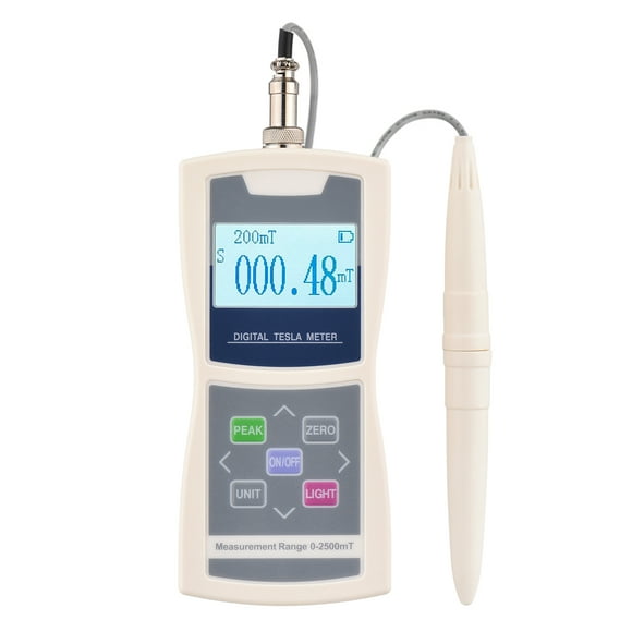 Riwcyla Digital Tesla Meter Gaussmeter Auto 200mT/ 2000mT High Accuracy Sensitive Surface Magnetic Field Tester with Standard Radial Hall Probe Box