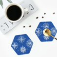 thumbnail image 4 of Honeii Compass Print Leather Coaster Set of 4, Ideal for Safeguarding Your Furniture from Drinks Spills and Effortless Cleanup-Hexagon, 4 of 6