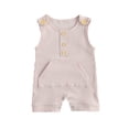 thumbnail image 1 of xiaxaixu Infant's Romper, Newborn's Sleeveless Shoulder Button Ribbed Jumpsuit, 1 of 6