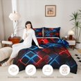 thumbnail image 3 of Castle Fairy Abstract Neon Geometric Twin Comforter Sets 2pcs,Minimalism Glowing Cube Bedding Set,Red Blue Black,Reversible,1 Comforter and 1 Pillowcase, 3 of 6
