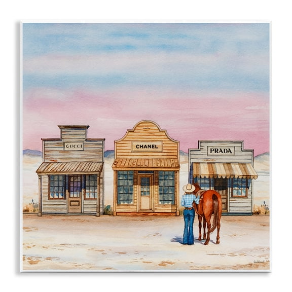 Stupell Industries Trendy Saloon Shops Cowgirl Fashion Painting Unframed Art Print Wall Art, 12 x 12