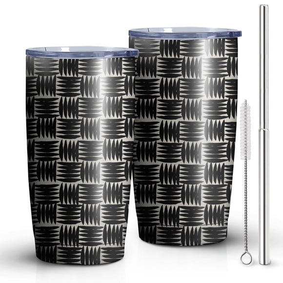 20oz Tumbler with Lid and Straw Stainless Geometric Steel Vacuum Insulated Water Coffee Tumbler Cup, Double Wall Vacuum Insulated Travel Mug Reusable Tumblers for Ice Drinks, Hot Beverage