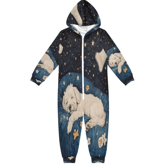 BZSMCE Unisex One-piece Pajama Cotton Sleepwear Puppy in Stars Printed