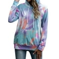 thumbnail image 4 of TWZH Women Tie Dye Printed Hooded Pullover Long Sleeved Loose Pocket Hoodies Tops, 4 of 6