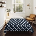 thumbnail image 3 of Navy Blue Morocco Tapestry for Bedroom Wall Hanging Tapestry, Modern Farmhouse Minimalist Plaid Ceiling Backdrop Tapestries Poster Blanket Wall Decor for Teens Room Living Room Dorm 59" x 90", 3 of 7