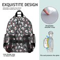 thumbnail image 5 of Green Skull Rose Pattern Backpack for School,Cute School Bag,Schoolbag with Adjustable Shoulder Straps & Padded Back,15.25"x11.5"x5.25", 5 of 5