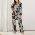thumbnail image 2 of Honeii Bright Insects print Women's Pajama Sets Long Sleeve Button Down Sleepwear Nightwear Soft Pjs Lounge Sets-Small, 2 of 7
