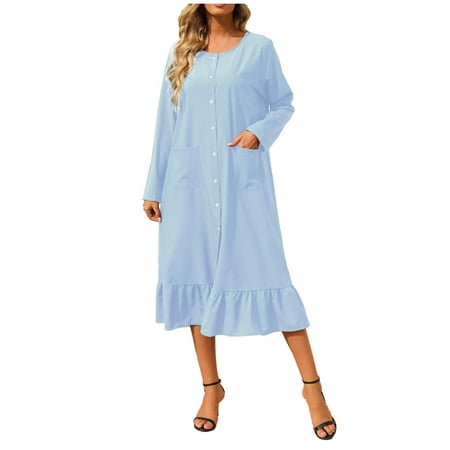 

Pianpianzi Fancy Party Dresses for Women 2017 Nightgown Dress Cat Dresses for Women Women S Casual Long-Sleeved Solid Color Ruffled Elegant Temperament Long Dress