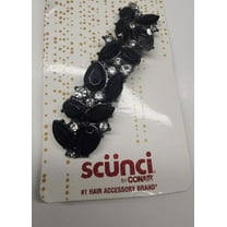 Scunci Barrette Black Silver Rhinetones Formal Hair Clip 3.5"