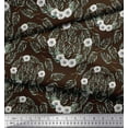 thumbnail image 3 of Soimoi Brown Cotton Poplin Fabric Anemone & Leaves Print Fabric by Yard 58 Inch Wide, 3 of 3