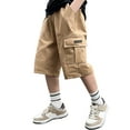 thumbnail image 2 of Stretch Cargo Shorts BrownWork Shorts Classic Fit Elastic Waist Shorts Athletic Shorts Kids Shorts Boys 11-12 Years Summer&nbsp;Clothing, 2 of 7