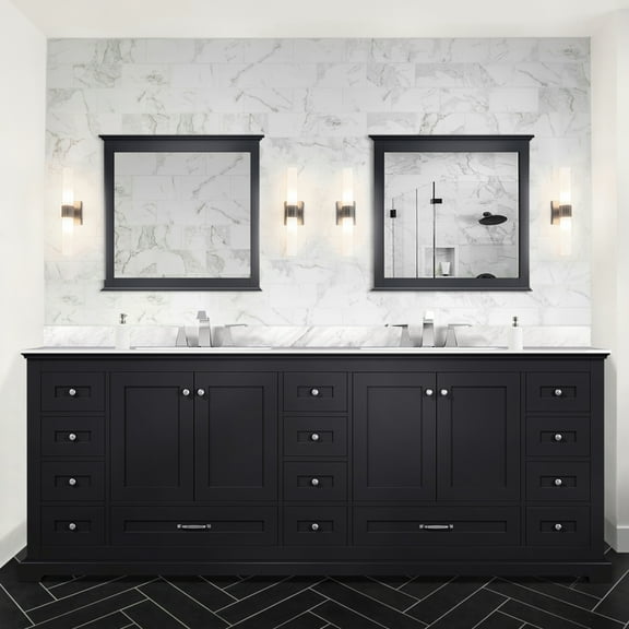 84 In. W X 22 D Double Bath Vanity With Marble Top - Solid Wood Construction, 2 Cabinets, 14 Drawers, Soft Close, Scratch And Stain Countertop, 8 Faucet Hole Wood, Drawers & Spread Ready,