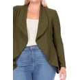 thumbnail image 6 of Women's Plus Size Solid Long Sleeve Waist Length Open Front Office Blazer Jacket, 6 of 7