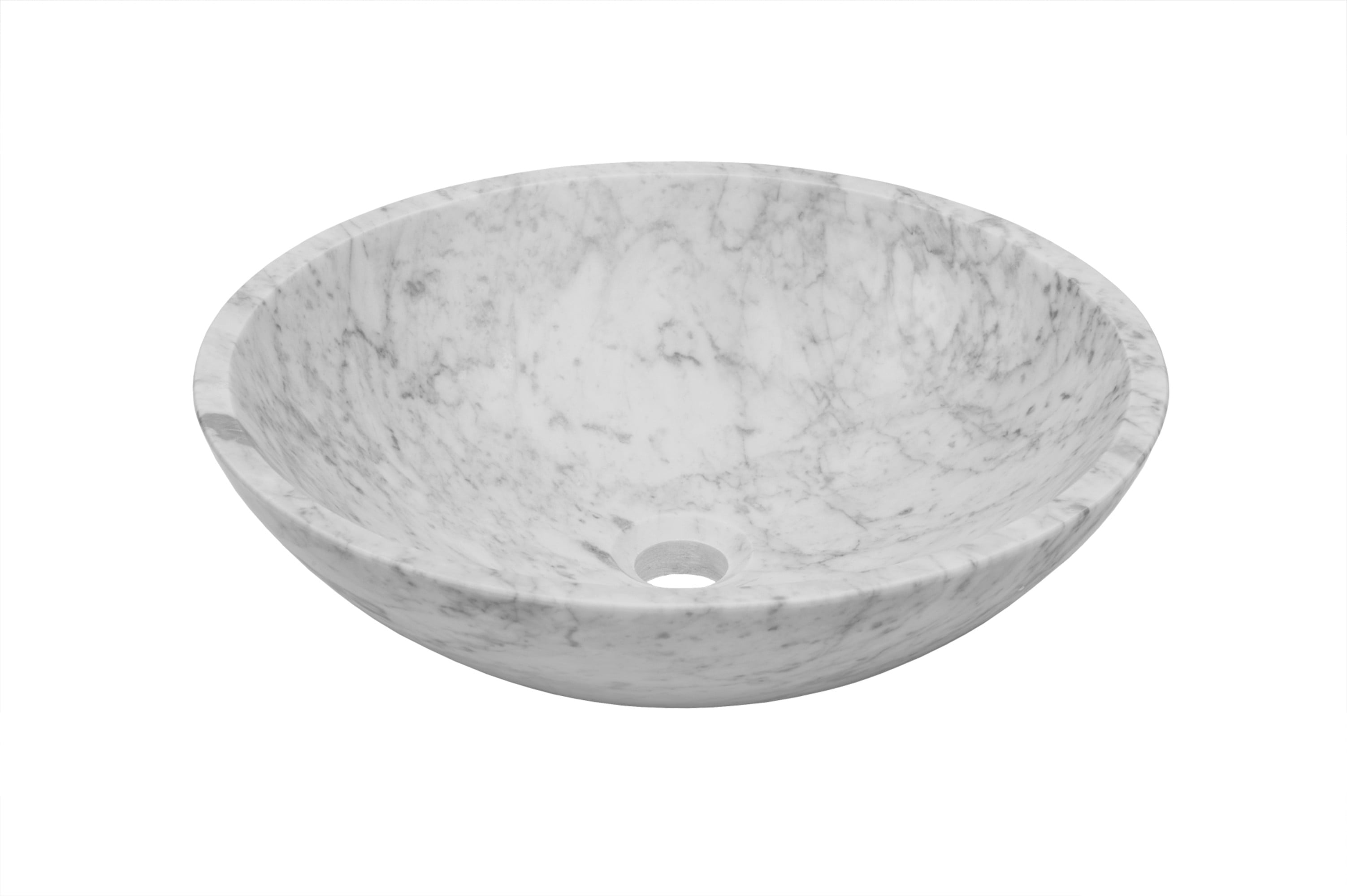 Miseno MNO-WC-BN Circular 17" Carrera Marble Bathroom Sink; Brushed Nickel Drain