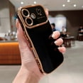 thumbnail image 2 of For iPhone 16 Phone Case for Women Girls,Double Love Hearts Print Designing,Wavy Frame Curly Shape,Shockproof TPU Luxury Electroplated Anti-fall Protective Phone Case Cover,Black, 2 of 8