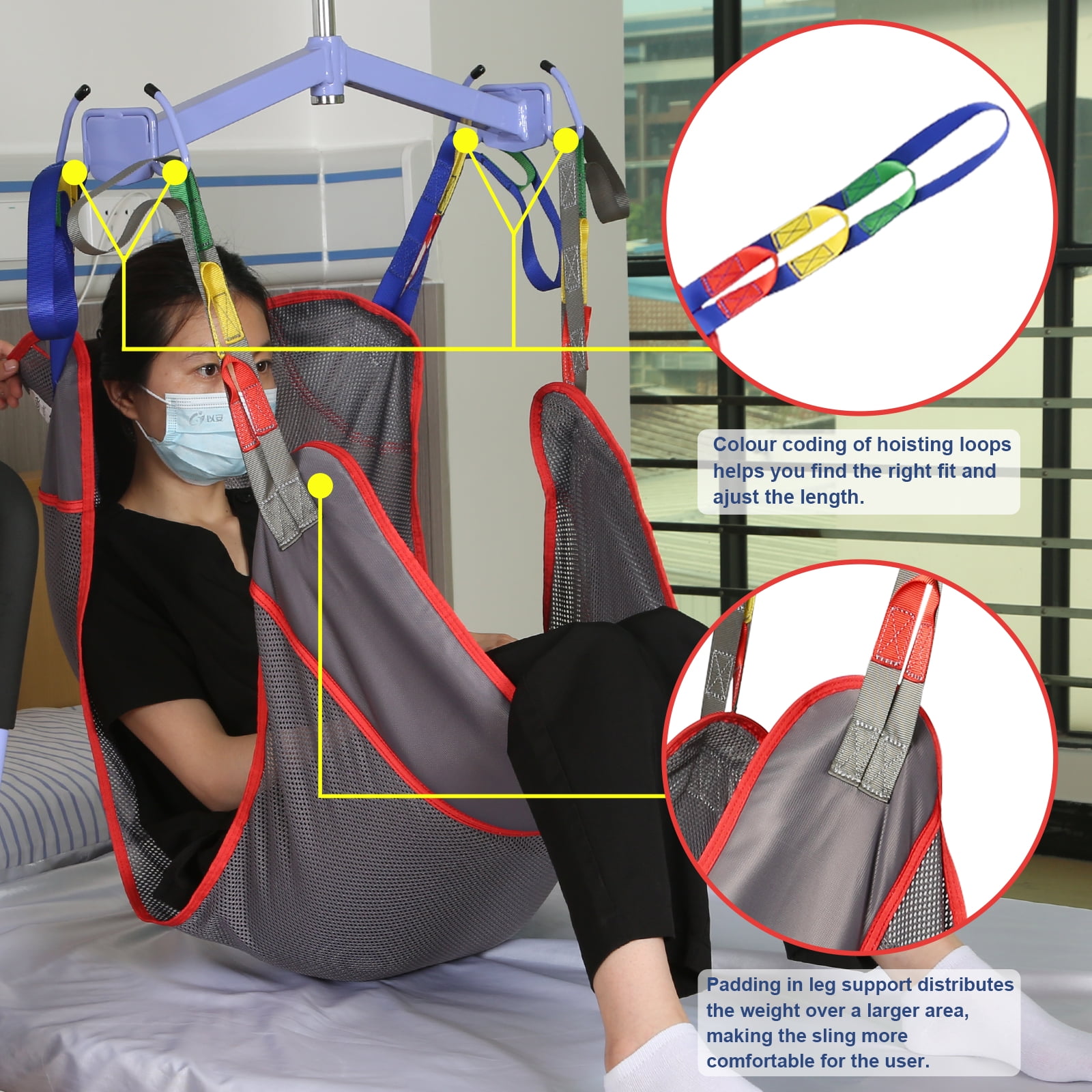 EZ Assistive Universal Full Body Patient Lift Sling, Mesh Fabric Transfer Sling for Bathing, 500 lb Weight Capacity
