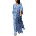 thumbnail image 2 of Sorties de Plage for Maillots de Bain Femmes Mode Chiffon Plage Floral Manches 3/4 Col en V Robe Imprimée Longue Robe Sorties de Plage sur Clearance, 2 of 8