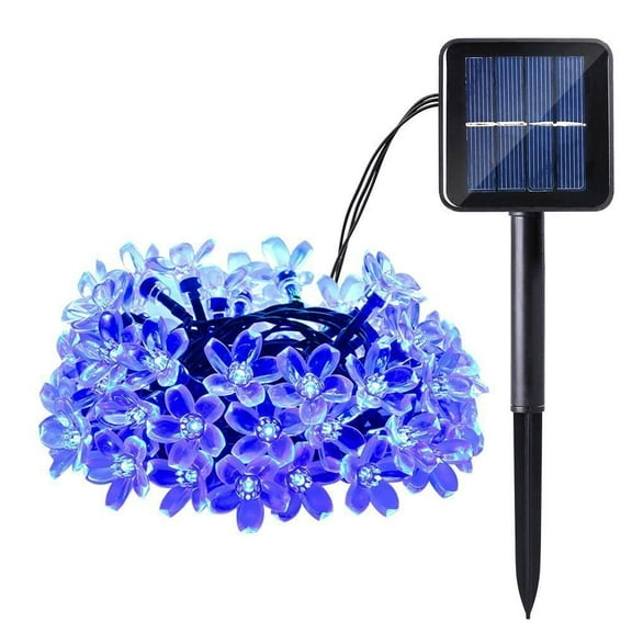 Somnr Christmas Solar Lights Party Decor String Lights,22.96ft 50 LED Cherry Blossom Flower Decorative Solar Lights for Indoor Outdoor Patio&Garden Christmas Lighting Decoration Lights (Blue)