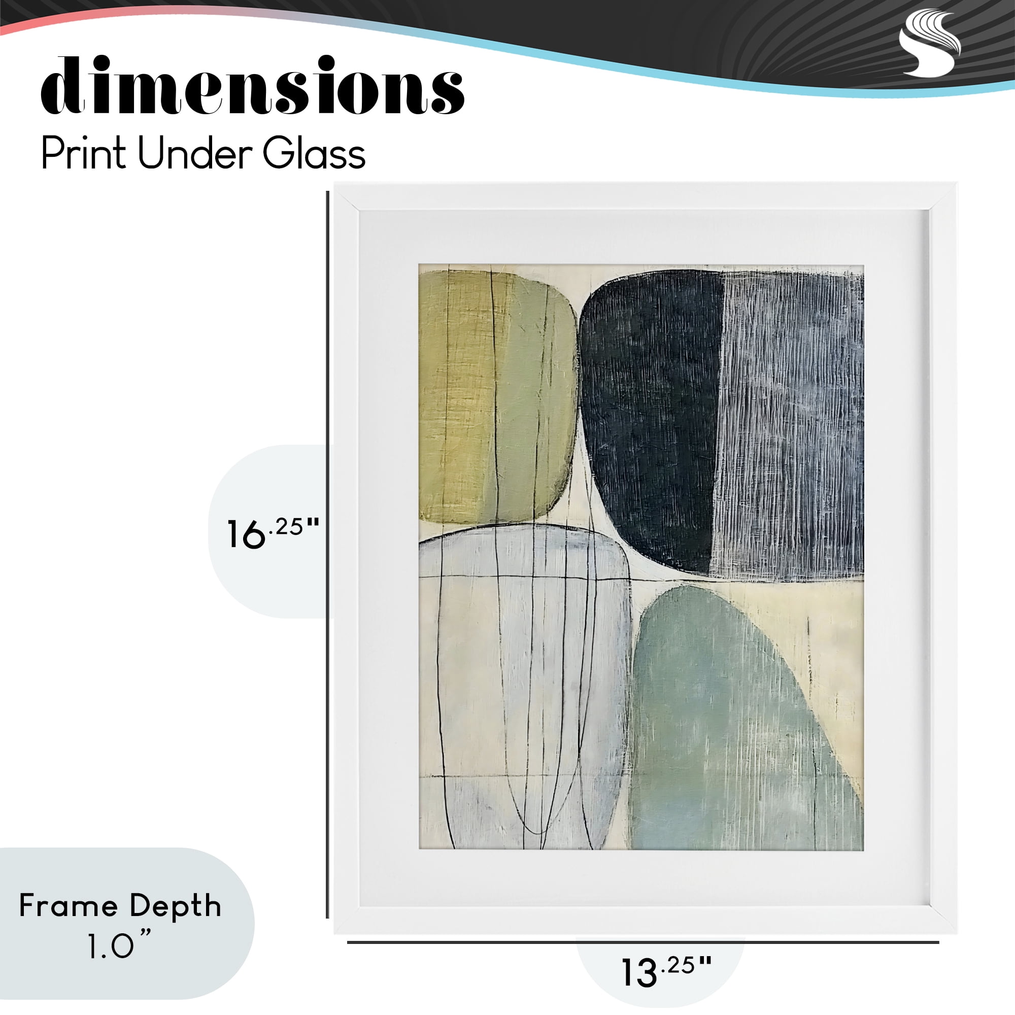 Stupell Industries Modern Organic Composition White Framed Print Under Glass, design by Riley B