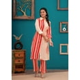 thumbnail image 2 of Cream Bold Red Floral Printed Front Stripe Muslin Kurta Set, 2 of 5