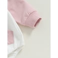 thumbnail image 6 of Bagilaanoe Newborn Baby Girl Oversized Hooded Romper Sweatshirt Long Sleeve Bodysuits Contrast Color Pullover 3M 6M 12M 18M Infant Casual Tee Tops, 6 of 8