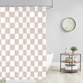 thumbnail image 2 of Checkerboard Grid Pattern Shower Curtain Aesthetic Checkerboard Grid Shower Curtain - White Cream Modern Design, Waterproof Fabric, Includes Hooks, 71x71 Inch, Perfect for Contemporary Bathrooms, 2 of 6