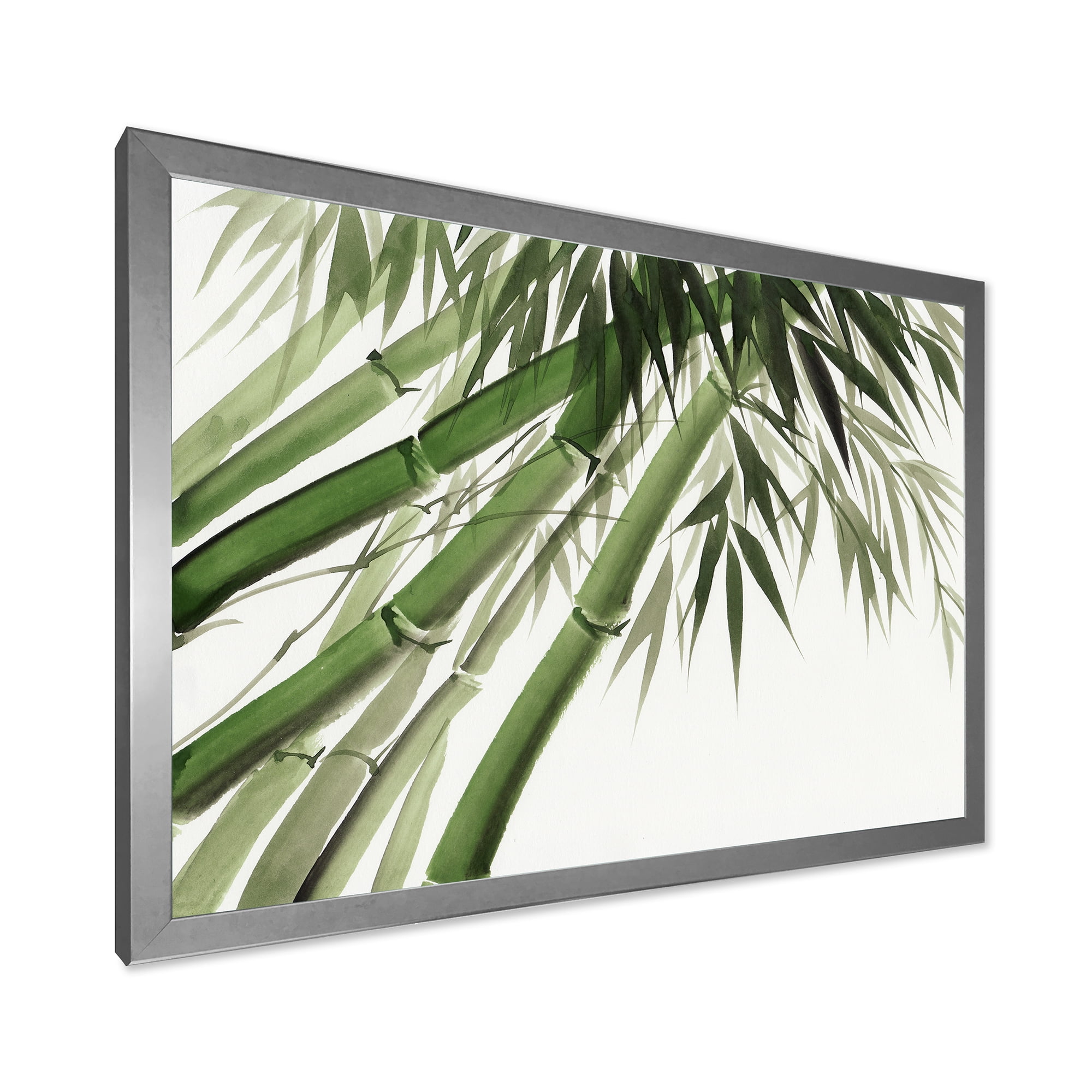 Designart 'Ancient Dark Green Bamboo' Traditional Framed Art Print
