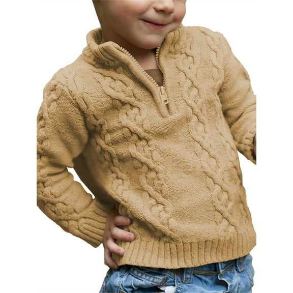 Toddler Baby Cable Knit Pullover Long Sleeve Kids Zipper Sweater