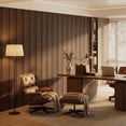 thumbnail image 3 of Fahomiss Asymmetric Acoustic Wood Slat Wall Tiles 4-Pack 24"x24", Walnut 3D Linear Panels, 3 of 10