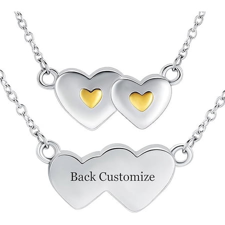 Double Heart Cremation Necklaces Jewelry Hold Two Ashes - Cremation Jewelry Urn Necklace for Ashes Heart Keepsake Pendant Gift for Women Funeral Memorial Urn Gift