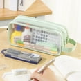 thumbnail image 2 of Large Grid Mesh Pencil Case 2 Compartment Pen Bag Clear Handheld Multifunction Pencil Pouch Transparent Makeup Bag for Teen Student College Business Travel Office Adult, 2 of 6