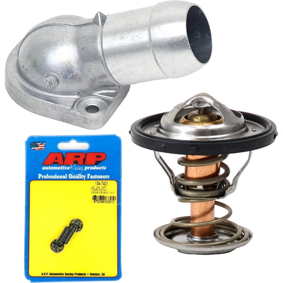 Michigan Motorsports 187 Degree Thermostat & Housing with ARP Bolts - Fits 1999-2006 LS1 LS2 LS6 Engines - 4.8L 5.3L 5.7L 6.0L - Replaces GM 12600172 (Black Bolts 134-7401)