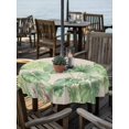 thumbnail image 2 of Outdoor Tablecloth with Umbrella Hole for Patio/Picnic/Party/Camping, Tropical Plants Waterproof Table Cloth Round Cover Washable, Summer Watercolor Green Palm Leaf on Linen (Dia 60"), 2 of 8
