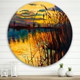 thumbnail image 2 of Designart 'Yellow Evening Glow Through The High Grass By The Lake' Nautical & Coastal Circle Metal Wall Art 36x36 - Disc of 36, 2 of 5