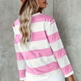 thumbnail image 4 of Blouses for Women Novelty Trendy Striped Color Block Long Sleeved Crew Neck Tunics Stretch Comfy Relaxed Fit 2025 Basic Tees, 4 of 5