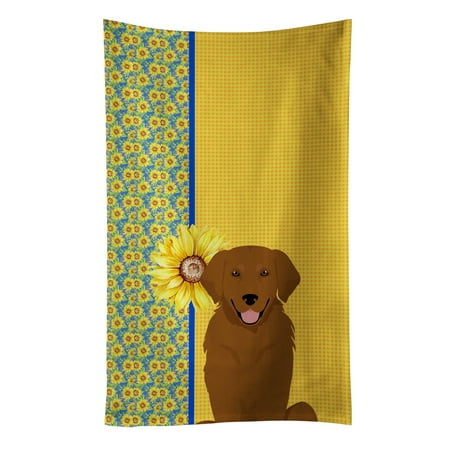 

Summer Sunflowers Mahogany Golden Retriever Kitchen Towel 15 in x 25 in