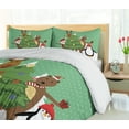 thumbnail image 5 of Ambesonne Christmas Duvet Cover Sets, Santa Bear Deer Penguin, 2-King, Peacock Green Multicolor, 5 of 7