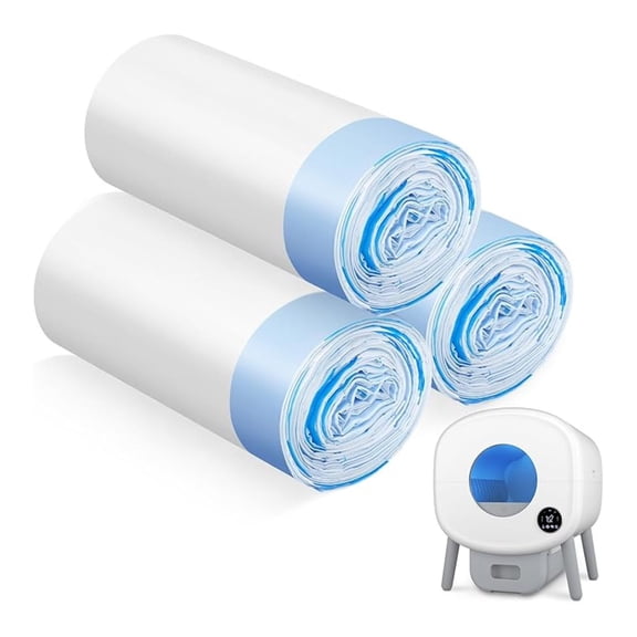 Cat Litter Bags, 60 Pack Drawstring Litter Box Liners for Automatic Cat Litter Box, Heavy-Duty, Portable, Replacement bags for Self-Cleaning Litter Boxes