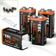 thumbnail image 3 of EBL 2-Pack USB Rechargeable 9V 6F22 LI-ion Batteries 5400mWh Lithium Battery ( no Micro Charging Cable), 3 of 10