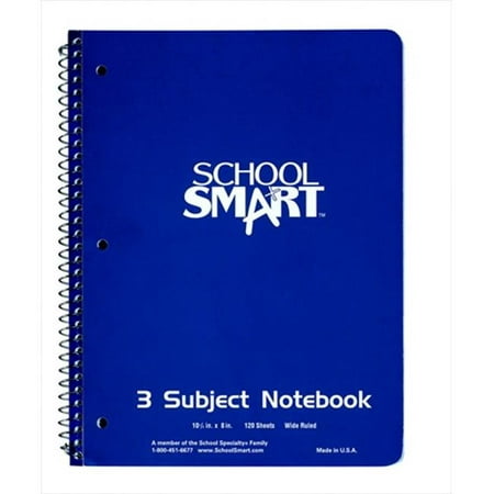 School Smart 086766 Sulphite 3-Hole Punched Non-Perforated Spiralbound Notebook - 1 Subject, 5-1 & 2 x 4 In, 15 Lb, 0.34 In, Wide Ruling, 200 Sheets,
