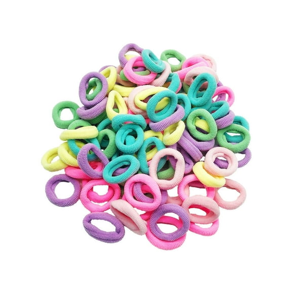 Seamless 2.5cm in Diameter Elastic Cotton stretch Hair Ties Bands for Toddler Baby Girl Women VERY Thin & Fine Hair,Small Size Rubber Band Ponytail Holders(100pcs) (Multi Candy Color)