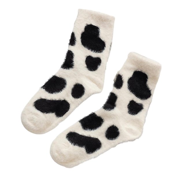 Calcetines mullidos con patrón de animales de dibujos animados para mujer, pantuflas de felpa peludas de invierno