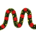 thumbnail image 2 of Christmas Artificial Pine Garland with Lights, Hanging Wreath with Realistic Branches, Indoor Outdoor Xmas Decor for Front Door,Mantel,Stair Handrail, 2 of 8