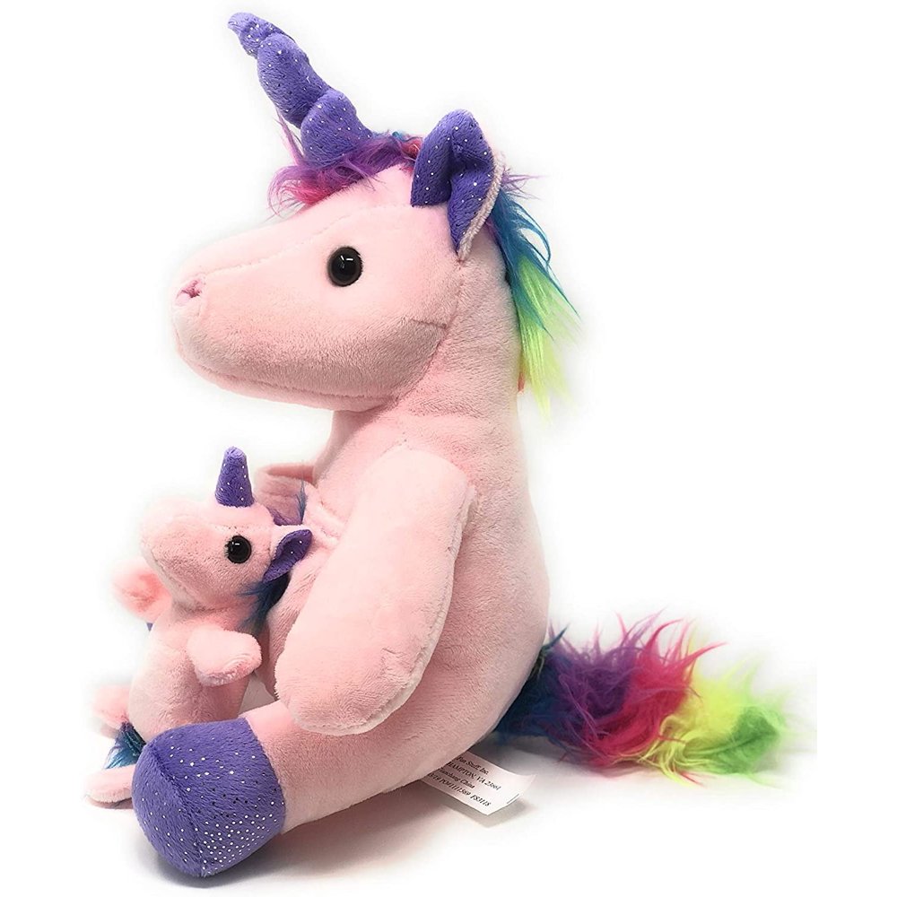 Soft Plush Unicorn With Pouch And Mini Foal, 10 1/2 Inches