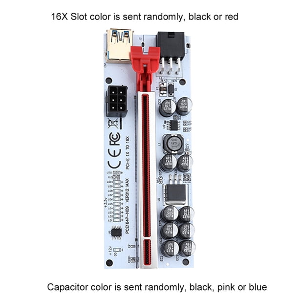 Elevador Pcie VER012 Max PCI-E Riser PCI Express 1x 16x Adaptador PC Cable de extensión (Rojo) Likrtyny Para estrenar
